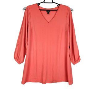Womens Worthington Petite Coral Blouse Tunic V-Neck 3/4 Sleeve Cold Shoulder PL